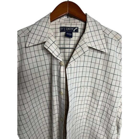 Ivy Crew Shirt Mens Large Linen Blend Check Plaid Button Up Casual‎ Short Sleeve - Picture 5 of 9